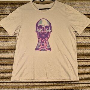 IMOGENE AND WILLIE Cream Beige Purple Gibson Skull Cotton USA XXL Mens T ShirtIM